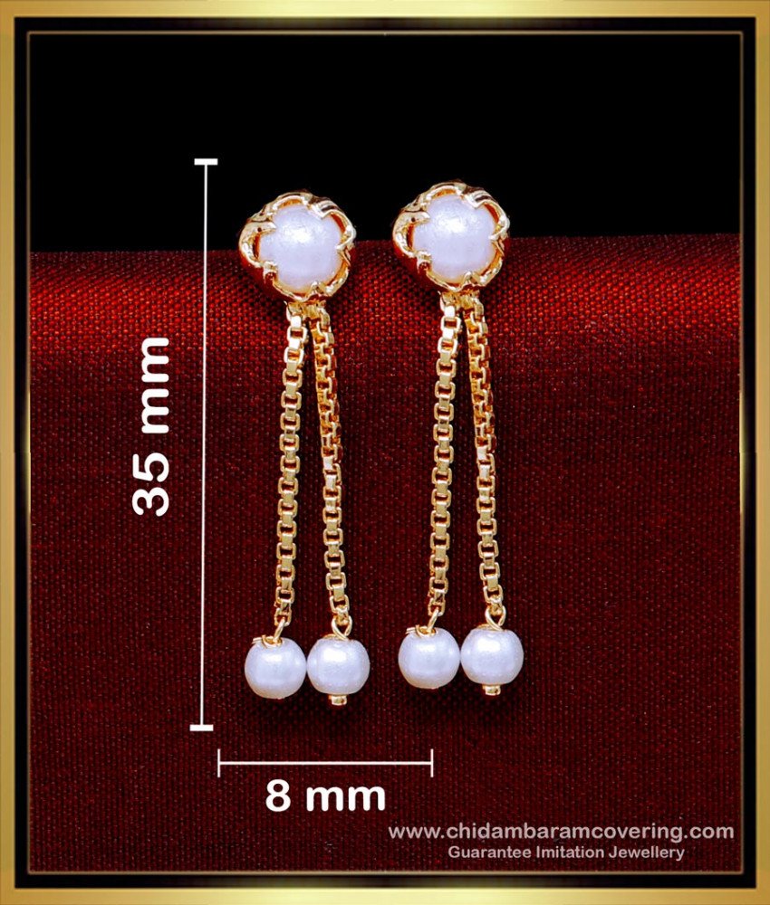 ERG2162 - Beautiful White Pearl Hanging Light Weight Gold Earrings