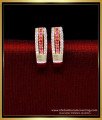 ERG2163 - 1 Gram Gold Plated White and Ruby J Type Stud Earrings