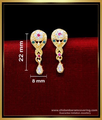 ERG2170 - Light Weight Daily Use Simple White Stone Earrings Gold