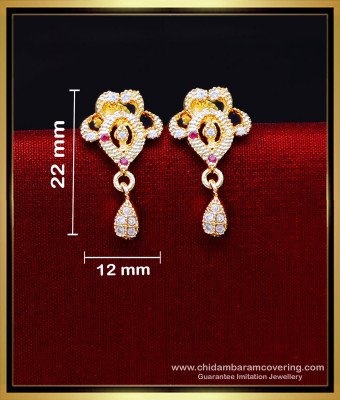 ERG2171 - One Gram Gold Plated Simple Stone Earrings Design