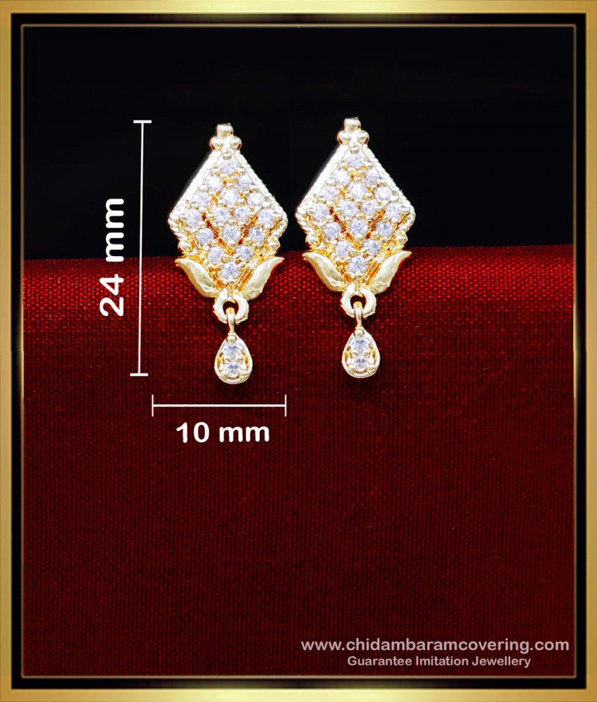 ERG2174 - Elegant Modern White Stone Earrings Gold Model Online