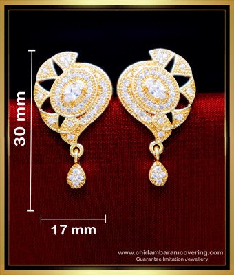 ERG2175 - Stylish Party Wear White Stone Gold Plated Earrings