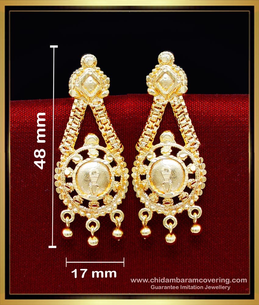 ERG2183 - Gold Model South Indian Long Earrings for Wedding