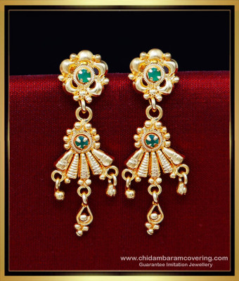 ERG2186 - 1 Gram Gold Daily Wear Ruby Stone Earrings Design