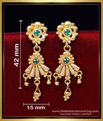 ERG2186 - 1 Gram Gold Daily Wear Ruby Stone Earrings Design