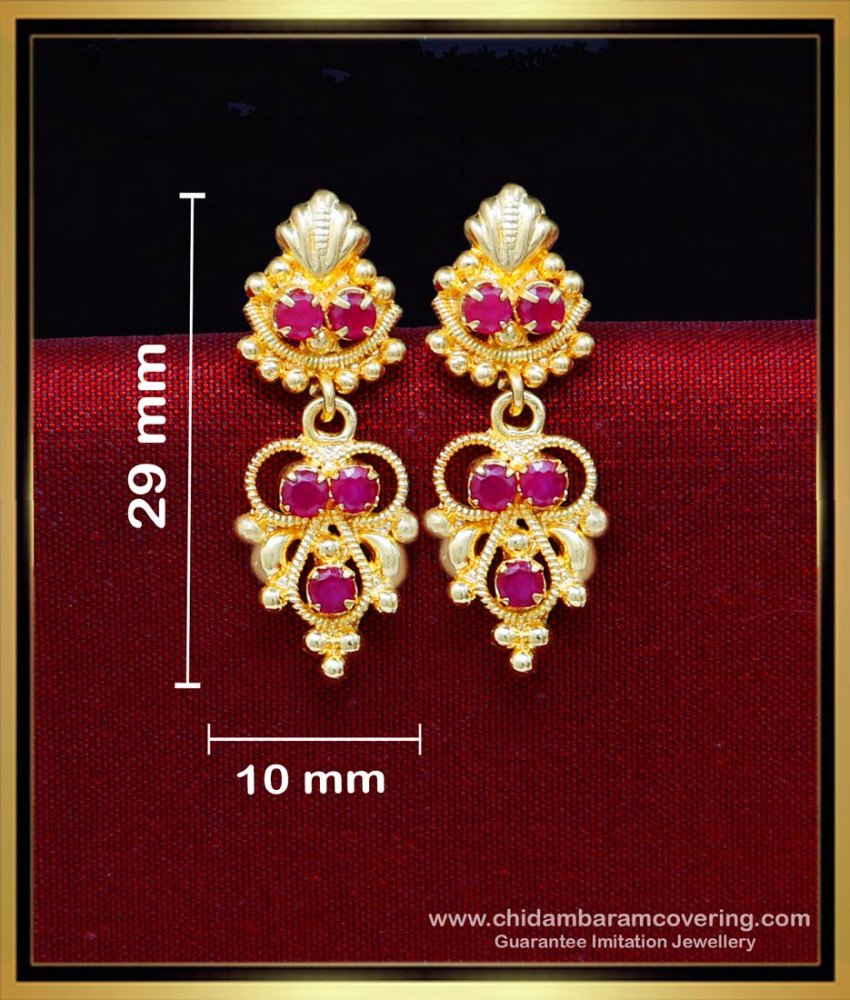 ERG2188 - Attractive Ruby Stone Earrings Gold Design for Girls