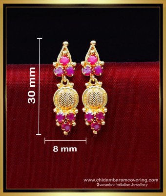 ERG2189 - Unique Gold Earrings Designs Ruby Stone Kammal Model