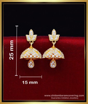 ERG2191 - Traditional White Stone Jhumka Earrings Gold Model