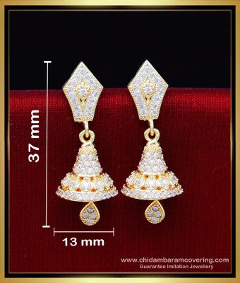 ERG2195 - Diamond White Stone Jhumkas Gold Earrings Design