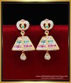 ERG2196 - Modern Ad Stone Jhumka Gold Wedding Earrings Design