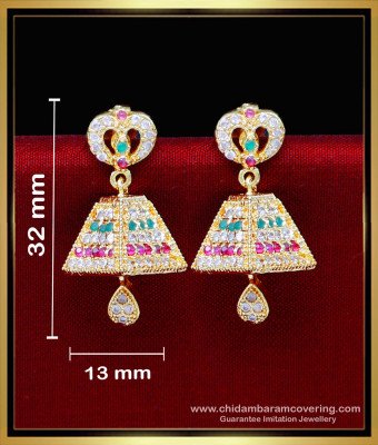 ERG2196 - Modern Ad Stone Jhumka Gold Wedding Earrings Design