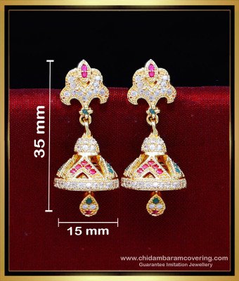 ERG2199 - Latest Stone Jhumka Gold Earring Design for Wedding