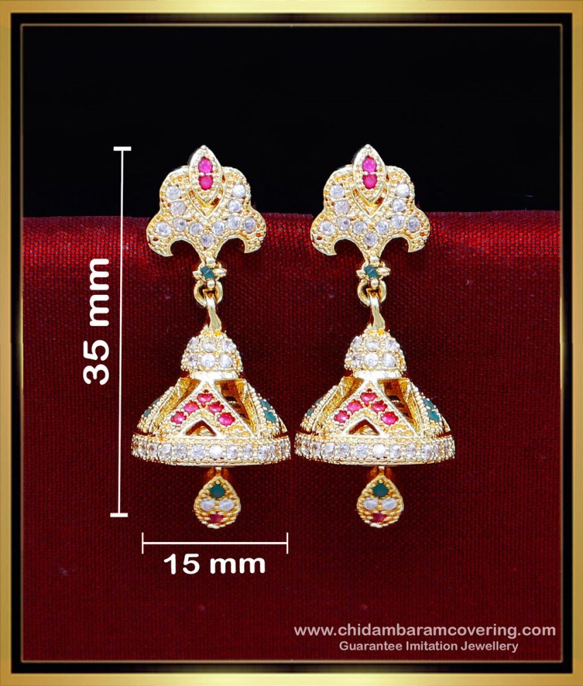 ERG2199 - Latest Stone Jhumka Gold Earring Design for Wedding