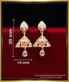 ERG2202 - Buy White and Ruby Stone Gold Earrings Designs Jhumka