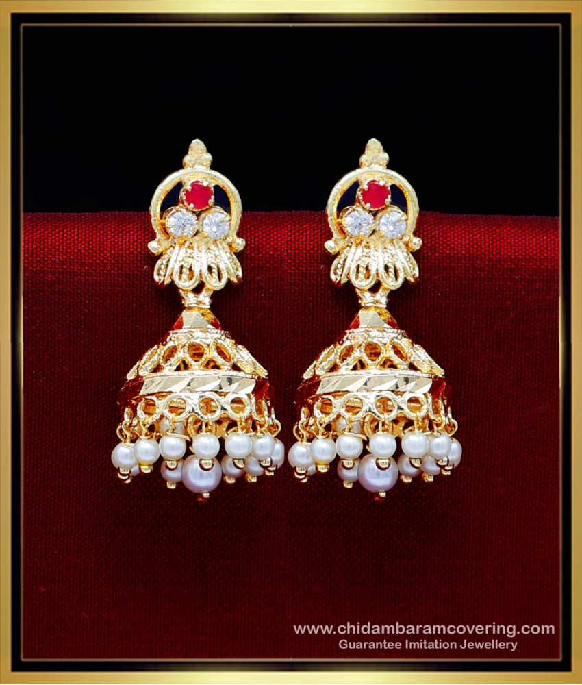 Erg2210 - Traditional Pearl Jhumkas Gold Model Buy Online Shopping