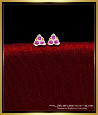 ERG2211 - Small Daily Wear Ruby Stone Impon Earrings Online