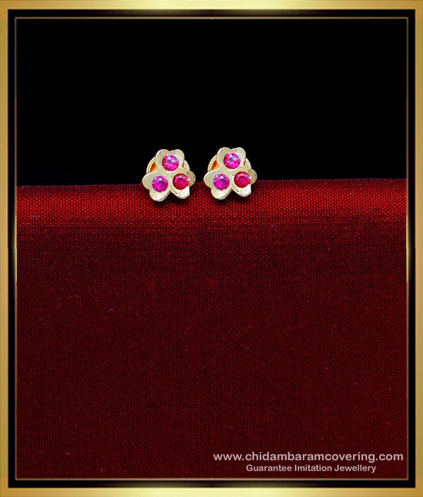 ERG2212 - Impon Daily Wear Small Ruby Gold Stud Earrings Design