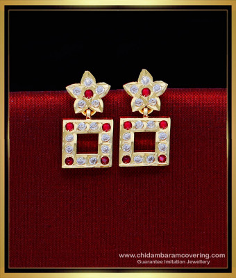 ERG2215 - Latest Impon Small Gold Earrings Designs for Daily Use