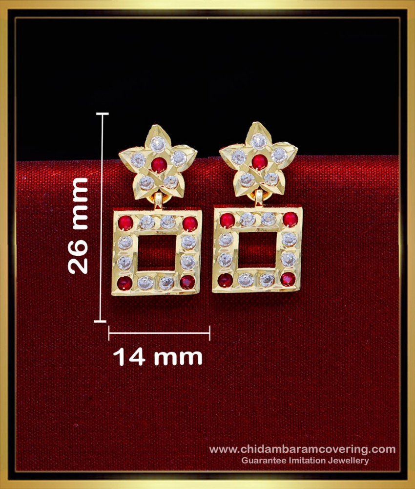 ERG2215 - Latest Impon Small Gold Earrings Designs for Daily Use