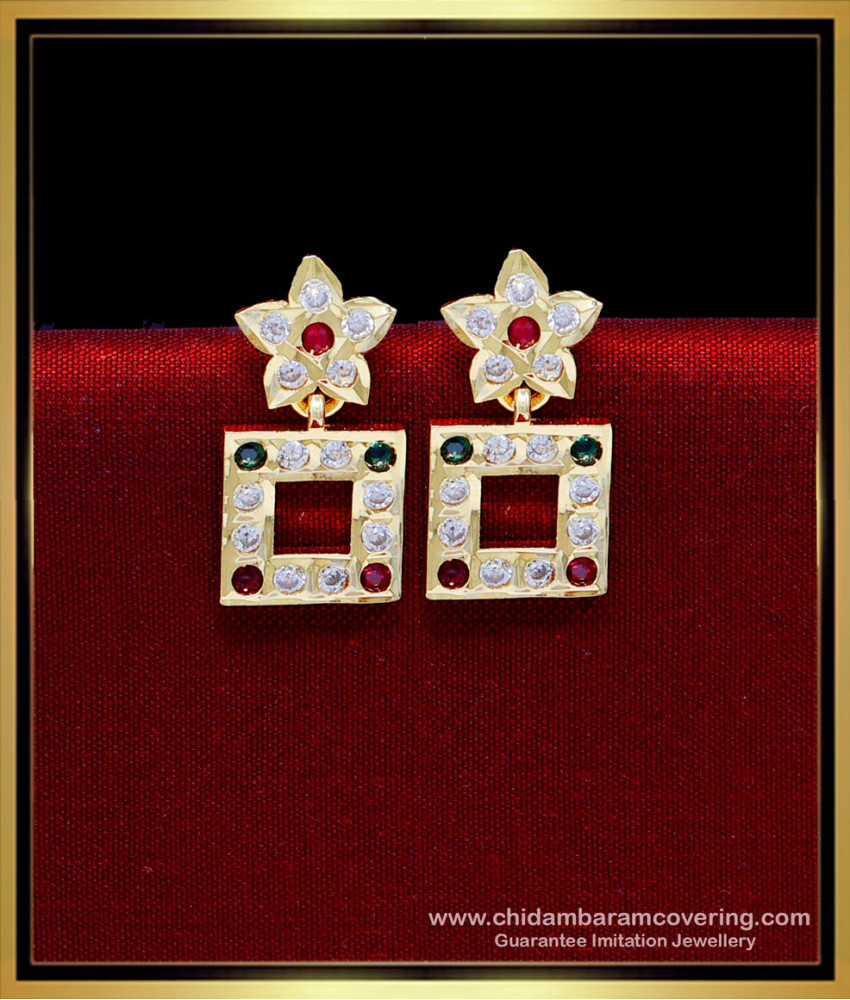 ERG2216 - New Model Artificial Multi Stone Impon Earrings Gold
