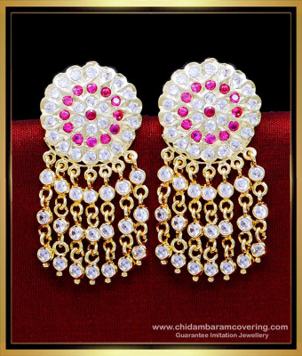 ERG2224 - Traditional Stone Earrings Gold Design for Wedding