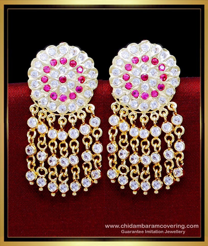 ERG2224 - Traditional Stone Earrings Gold Design for Wedding