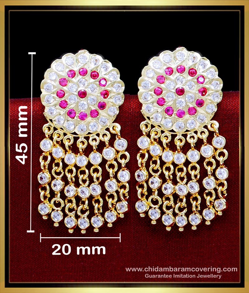 ERG2224 - Traditional Stone Earrings Gold Design for Wedding