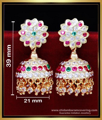 ERG2226 - Wedding Wear Impon White Stone Jhumka Earrings