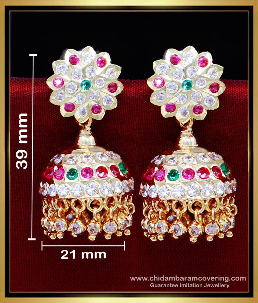 ERG2226 - Wedding Wear Impon White Stone Jhumka Earrings
