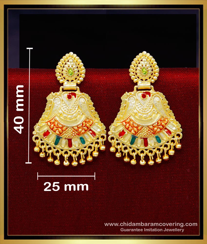 ERG2229 - Bridal Wear Enamel Coated Big 2 Gram Gold Earrings