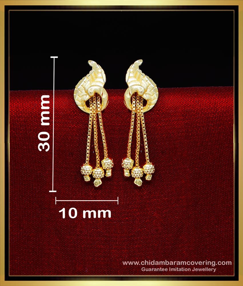 ERG2237 - Peacock Model Daily Use 2 Gram Gold Earrings New Design