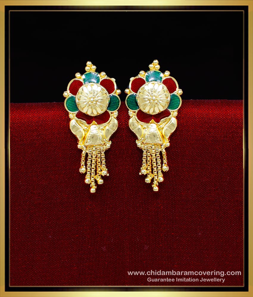 ERG2239 - Traditional 2 Gram Gold Earrings Designs for Women