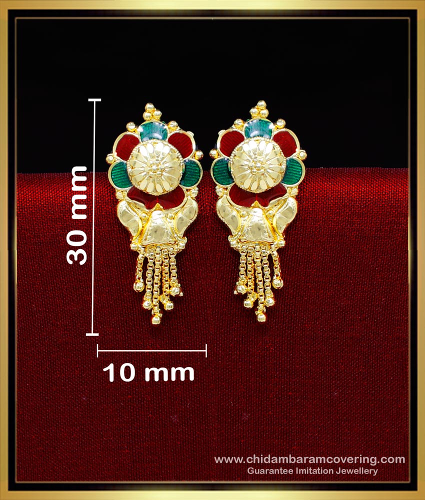 ERG2239 - Traditional 2 Gram Gold Earrings Designs for Women
