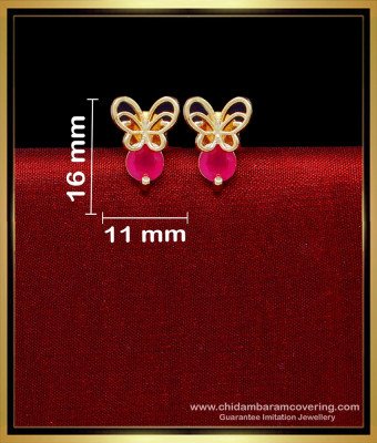 ERG2241 - Unique Ruby Single Stone Butterfly Earrings Studs 