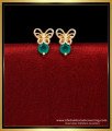 ERG2242 - Elegant Butterfly Design Emerald Stone Stud Earrings