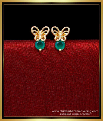 ERG2242 - Elegant Butterfly Design Emerald Stone Stud Earrings