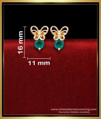 ERG2242 - Elegant Butterfly Design Emerald Stone Stud Earrings