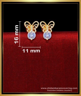 ERG2243 - Beautiful Butterfly Singles White Stone Stud Earrings