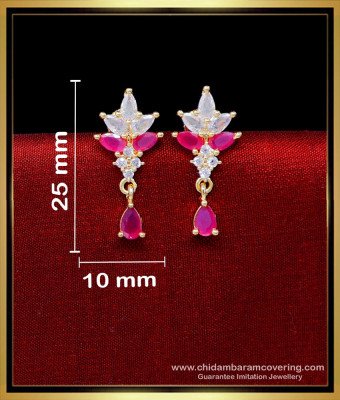 ERG2244 - First Quality White and Ruby Zircon Stone Stud Earrings