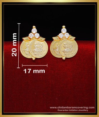 ERG2248 - Trendy White Stone Lakshmi Coin Earrings Gold Design
