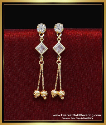 ERG2249 - Cute Light Weight Crystal Daily Use Gold Earrings