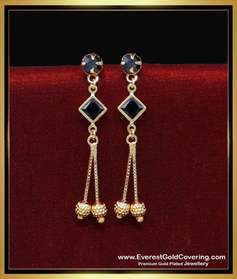 ERG2251 - Modern Black Crystal 1 Gram Gold Earrings New Design