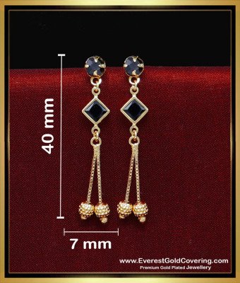 ERG2251 - Modern Black Crystal 1 Gram Gold Earrings New Design