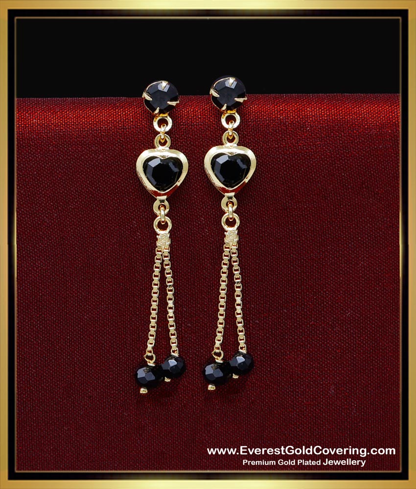 ERG2253 - Latest Model Black Stone with Crystal Earrings Design