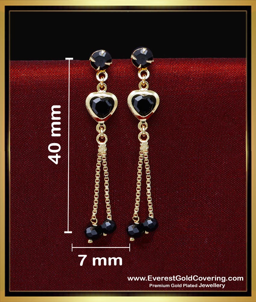 ERG2253 - Latest Model Black Stone with Crystal Earrings Design