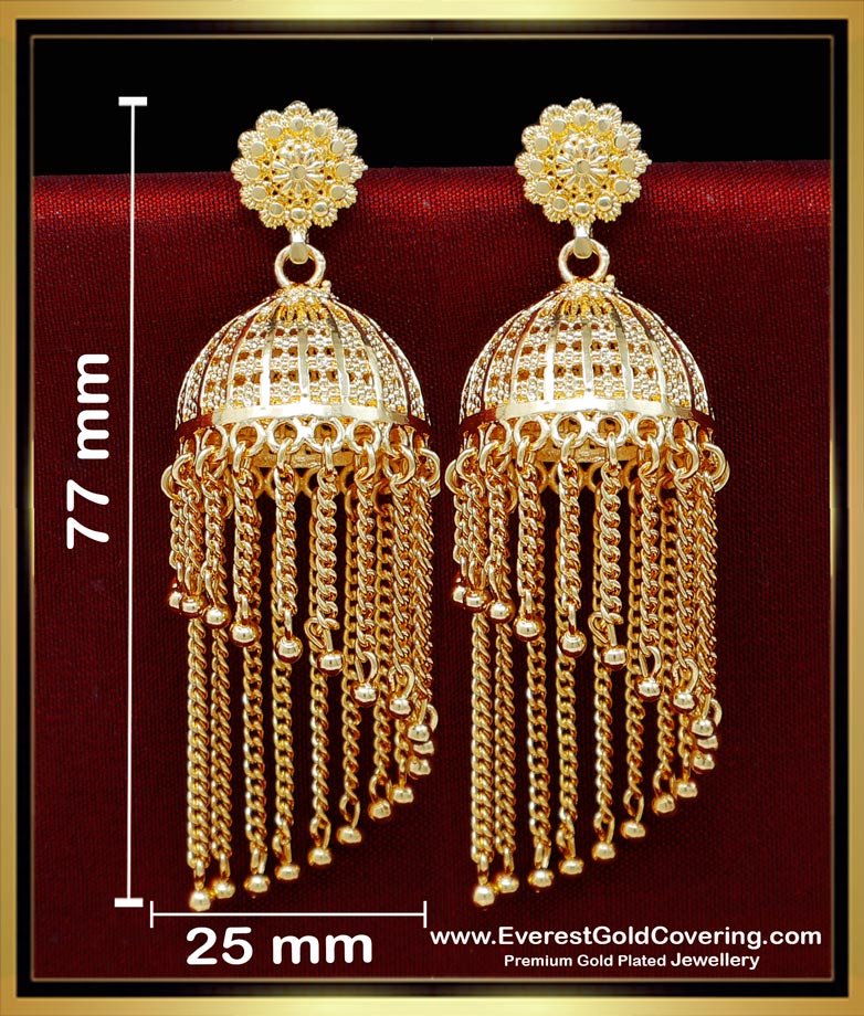 ERG2257 - Big Jhumka Earrings South Indian Wedding Jewellery