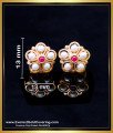 ERG2258 - Gold Pattern Impon Pink Stone with Pearl Earrings