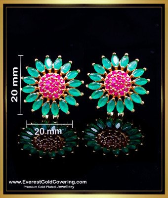 ERG2261 - Unique Sunflower Gold Stone Stud Earrings for Women