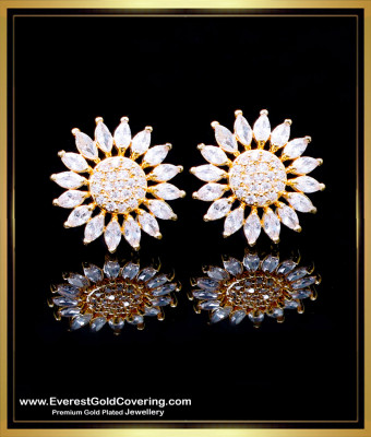 ERG2263 - Flower Design White Stone Stud Earrings for Women