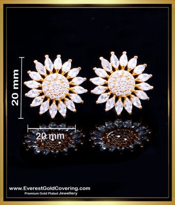 ERG2263 - Flower Design White Stone Stud Earrings for Women